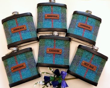 Harris Tweed-hip-flasks-groomsmens gifts-wedding-best man gift-unique