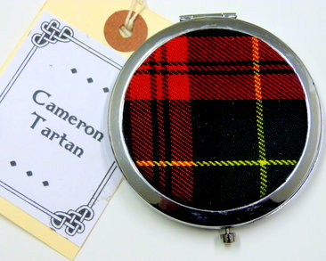 Cameron tartan compact mirror, womens little gift for mother, sister, best friend made in Scotland by Tweed with a Twist