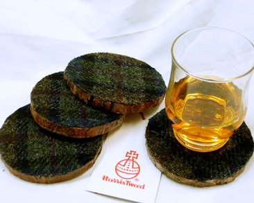 Harris Tweed - log slice- coasters -isle of skye