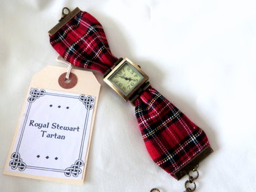 Royal Stewart tartan wrist watch bracelet made in Scotland Christmas or birthday gift womens jewellery