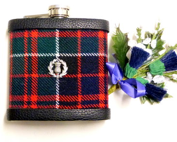 MacDonald Tartan-gift for men-hip flask-clan tartan-thistle-Scottish gift