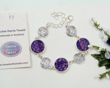 Harris Tweed-bracelet-purple-celtic-filigree-scottish-gift
