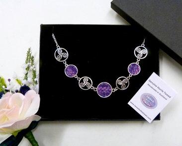 Celtic necklace-Harris Tweed-purple necklace-womens jewellery-scottish gift-