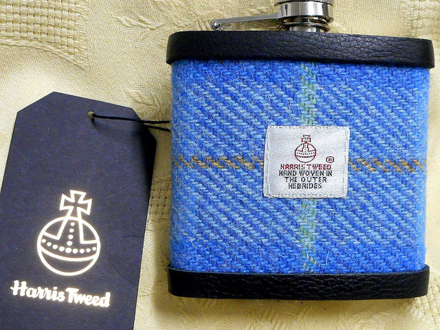 Harris-tweed-hip-flask-blue