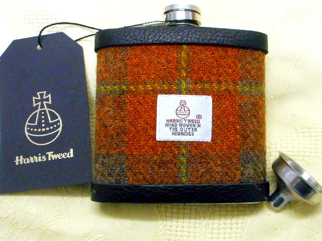 harris-tweed-hip-flask-orange-russet-browwn-check-plaid-tartan