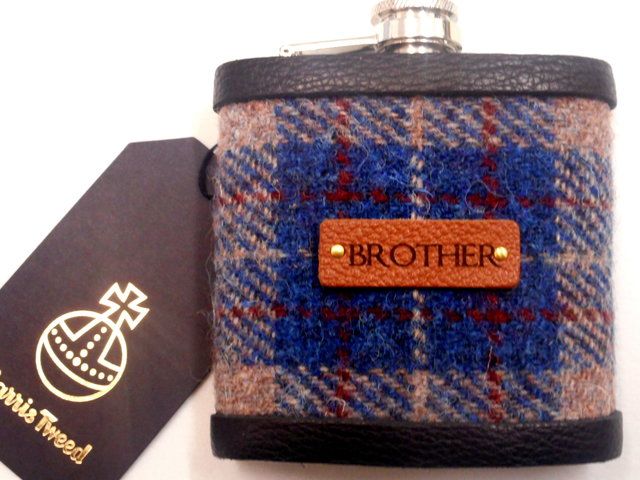 gift-for-brother-christmas-birthday-harris-tweed-hip-flask