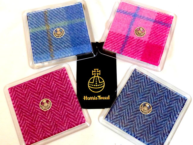 Harris-Tweed-coasters-with-thistle-scottish-gift