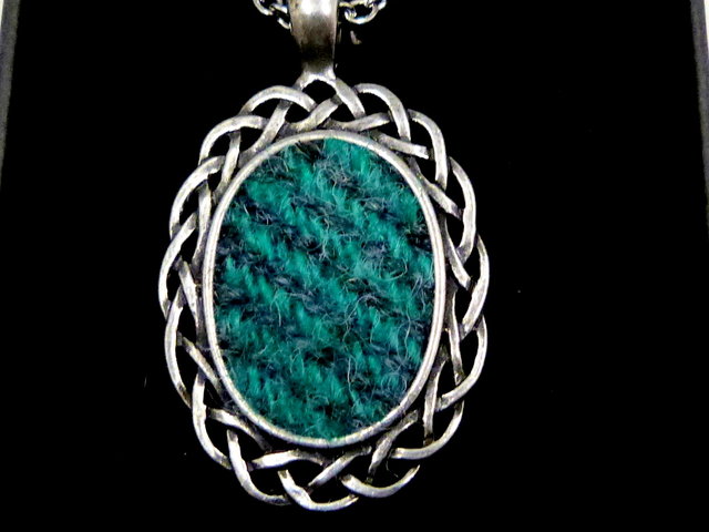 Harris Tweed necklace in hand cast pewter celtic pendant setting , womens jewellery in choice of colours,  Christmas or birthday gift