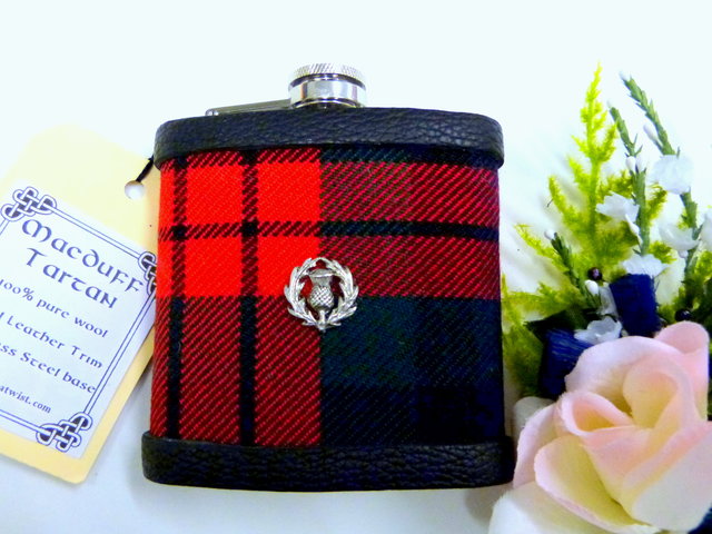 Tartan hip flask-thistle-gift for men-clan tartan-family tartan-gift