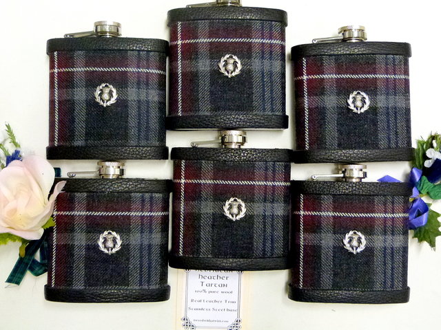 tartan-hip-flasks-wedding-kilt-clan tartan-best man gift-thistle