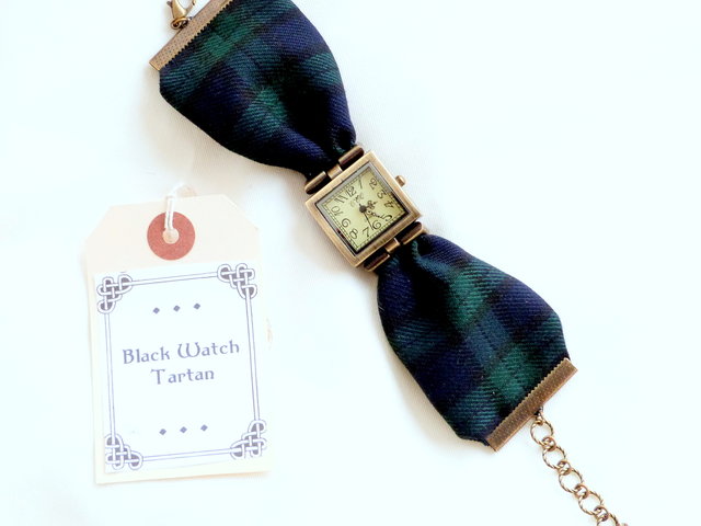 Black Watch tartan wristwatch  made in Scotland , Christmas or birthday gift womens or bridesmaid jewellery