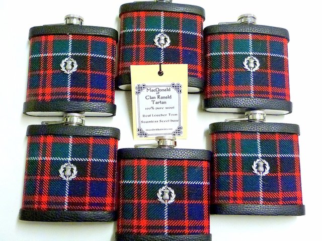 MacDonald-tartan-hip flask-thistle