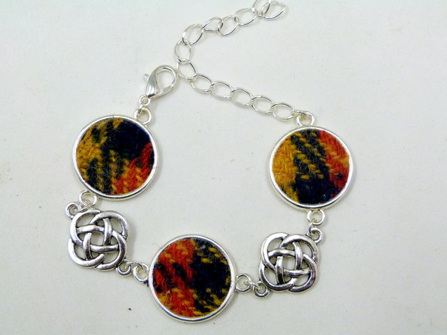 Buchanan tartan-Harris Tweed-jewellery-bracelet-scottish-gift-celtic