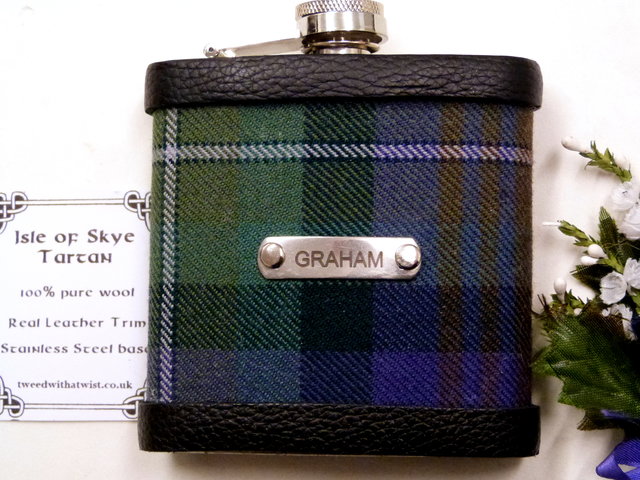 Isle of Skye-tartan-hip flask-scottish-gift-personalised